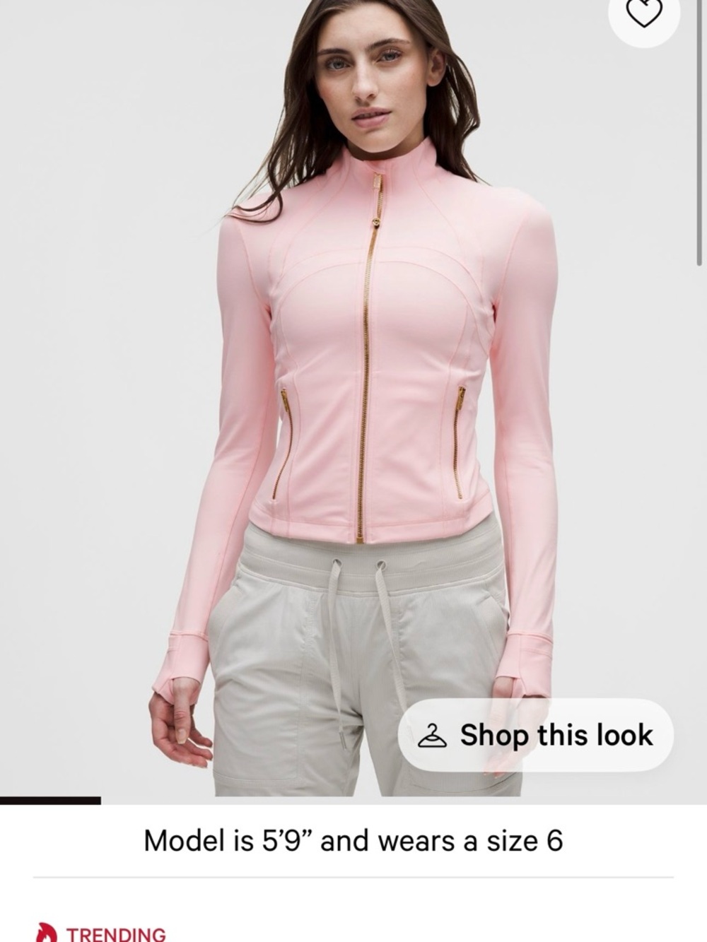 Lululemon Define Cropped Light Pink  Jacket